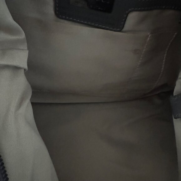 Lacucci Gray Leather Shoulder Bag Purse With Yellow & Snake Print Strap - Picture 4 of 10